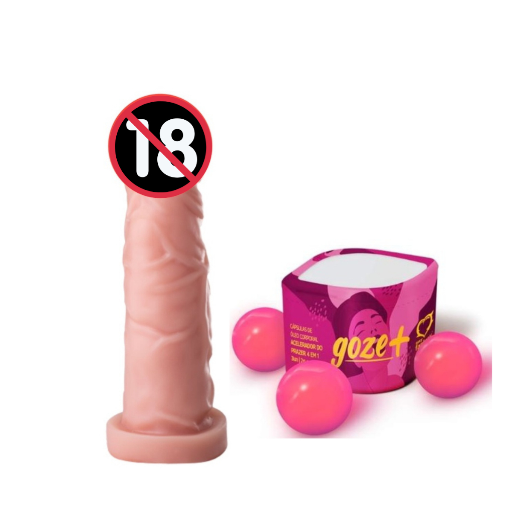 Pinto Penis de Borracha Grande Masturbador Silicone 15cm + Gel Goze+  Acelerador Cápsula Sexshop