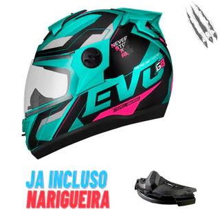 Capacete Fechado Barato Moto Pro Tork Liberty Evolution G8 Evo Verde Turquesa Masculino Feminino