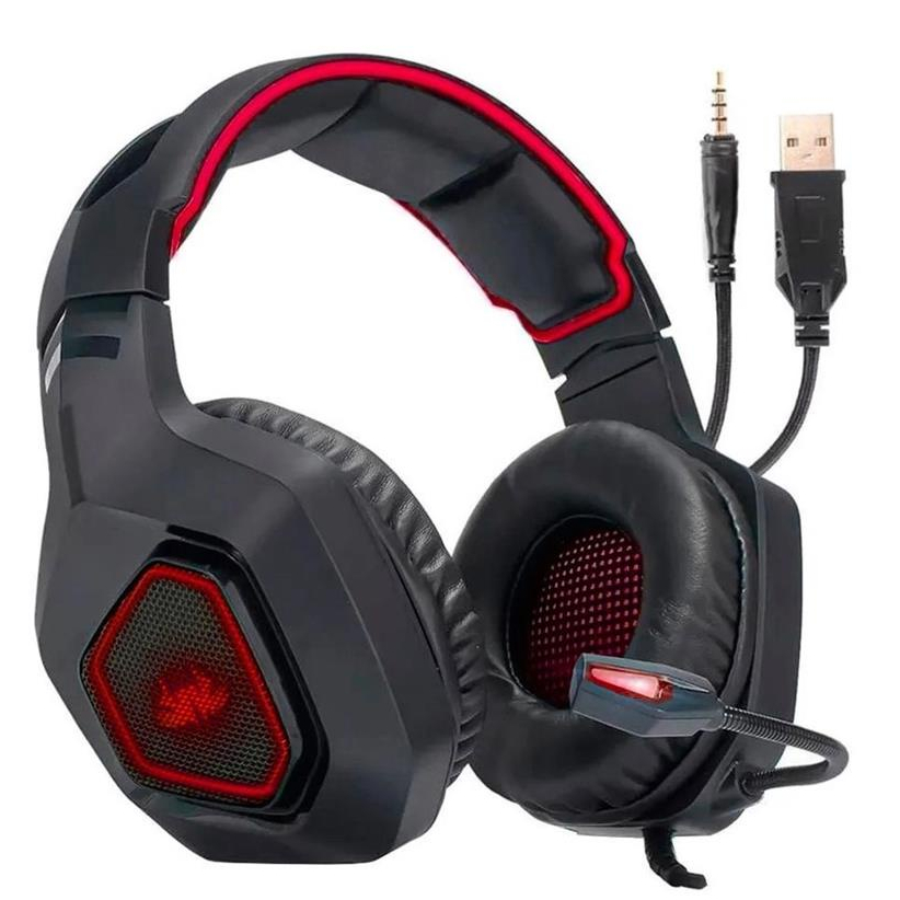 Fone De ouvido Headset Com Microfone Para Gamer Pc Knup Led Rgb Kp488