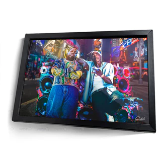 2Pac & The Notorious Big Times Square Quadro Moldura e Vidro