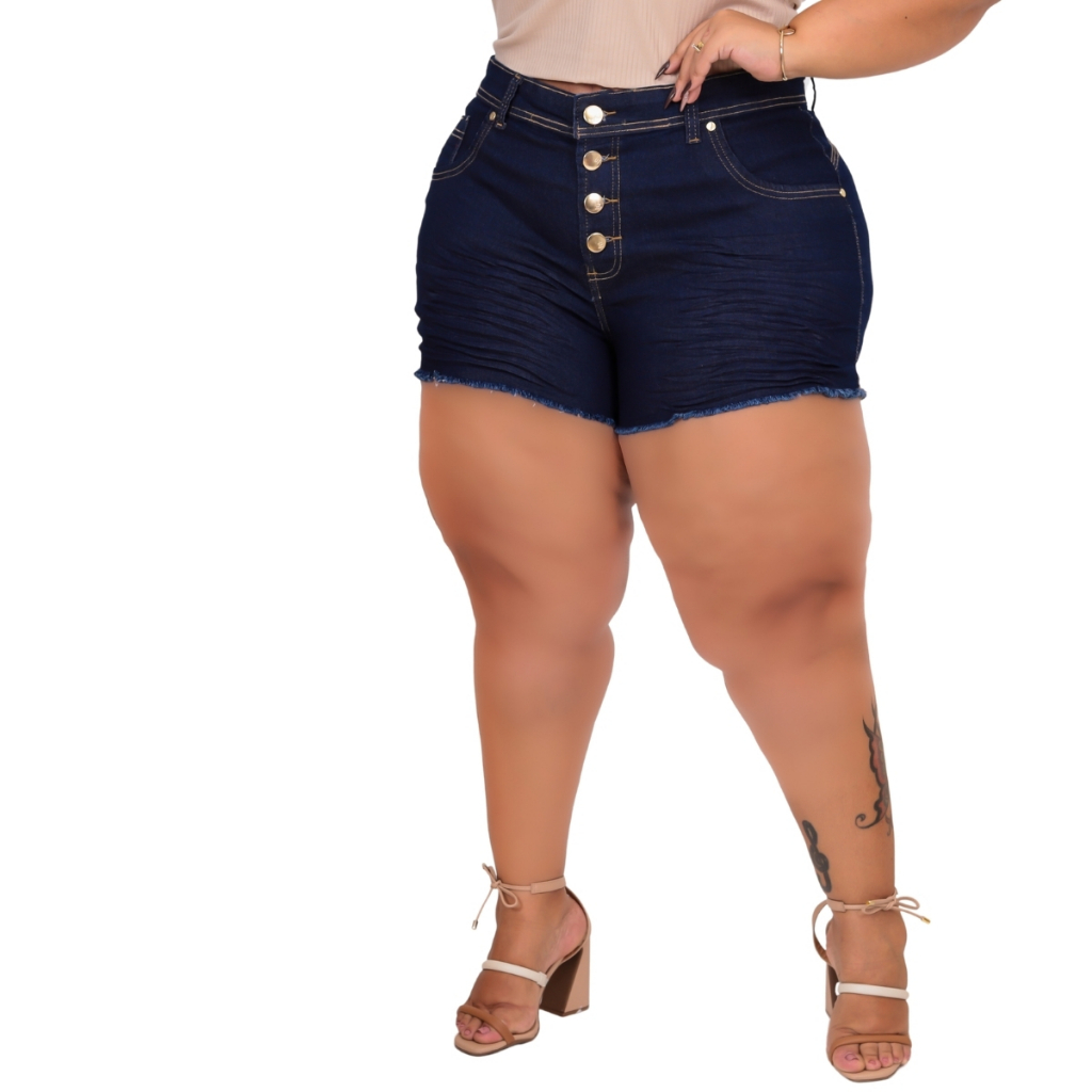 Roupas Femininas Short Jeans Plus Size Com Lycra 44/54
