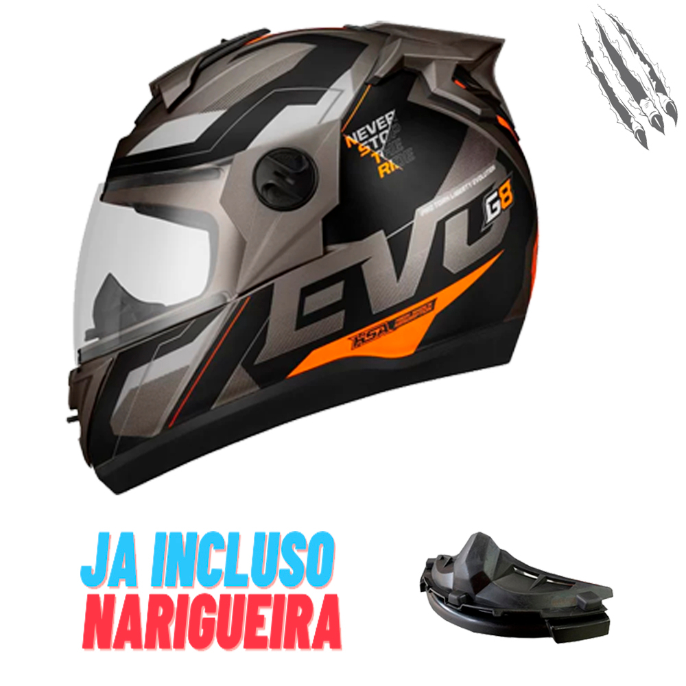 Capacete Moto Fechado Pro Tork Liberty Evolution G8 Evo Grafite