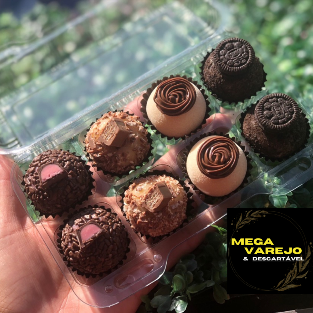 Embalagem Retangular Para 08 Doces Brigadeiro Sortidos Caixa com 100 ...