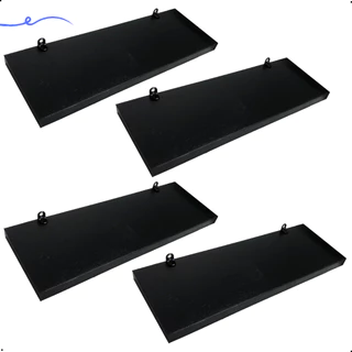 4 Prateleira Mdf 30x10 Com Suporte Mdf Preto Organização Para Cozinha Banheiro Quarto Dormitorio Sala Lavabo Area Gourmet Escritorio Casa Lavanderia Kit Jogo Parede Decorativa Tabua 30cm Madeira Invisível Flutuante 30 Cm x 10 Cm Preta
