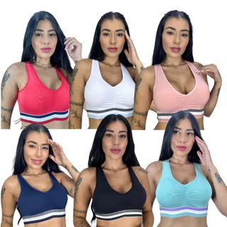 Kit 5 Top Fitness Nadador Bojo Removível Feminino Adulto Atacado Lingerie Revenda