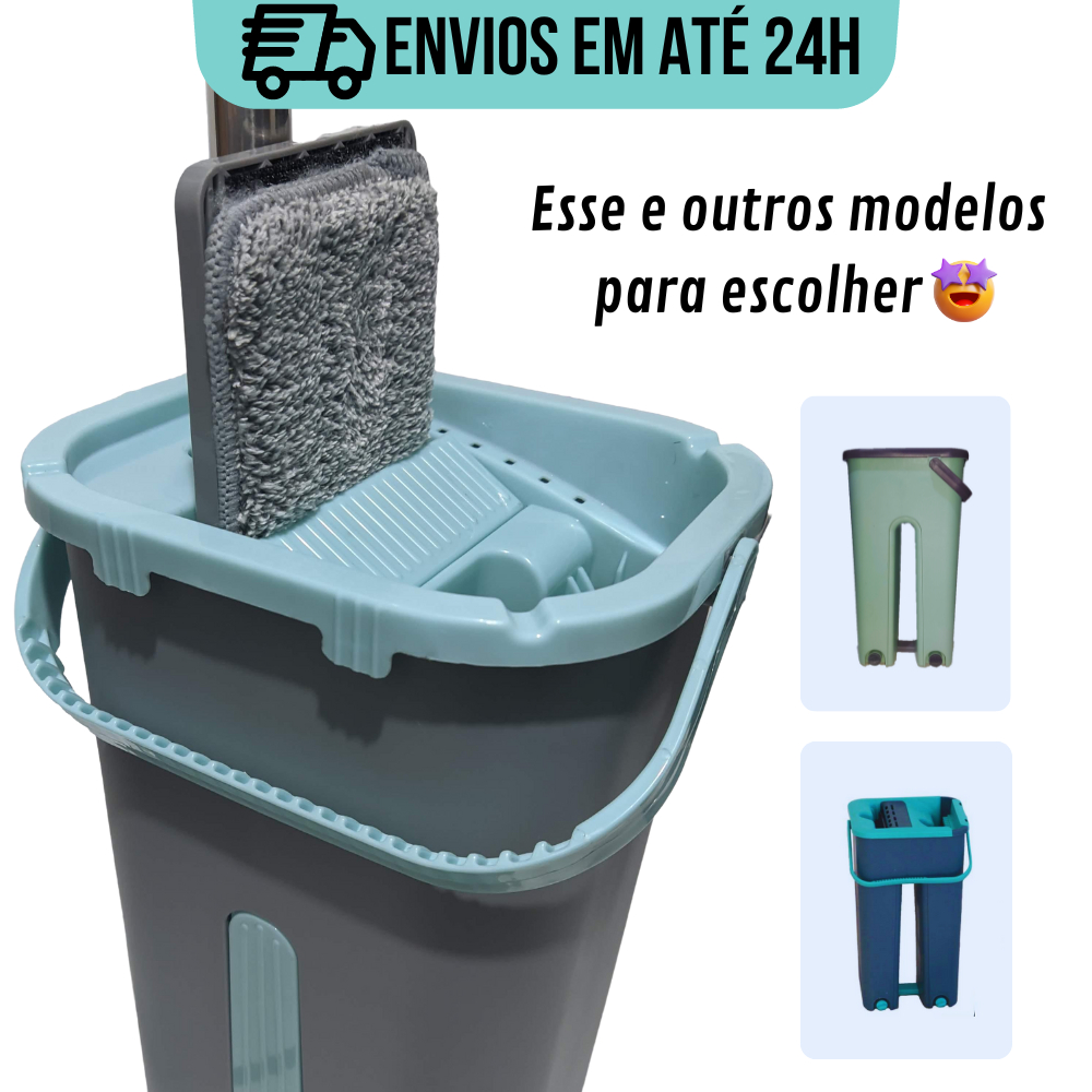 Mop Flat Quadrado Lava E Seca Com Balde De 5 Litros | Shopee Brasil