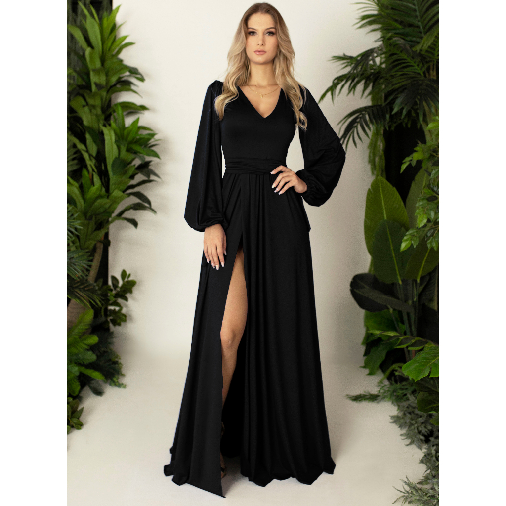 Malha Fria Vestido Preto Com Pregas Vestido Preto Alfaiataria Com