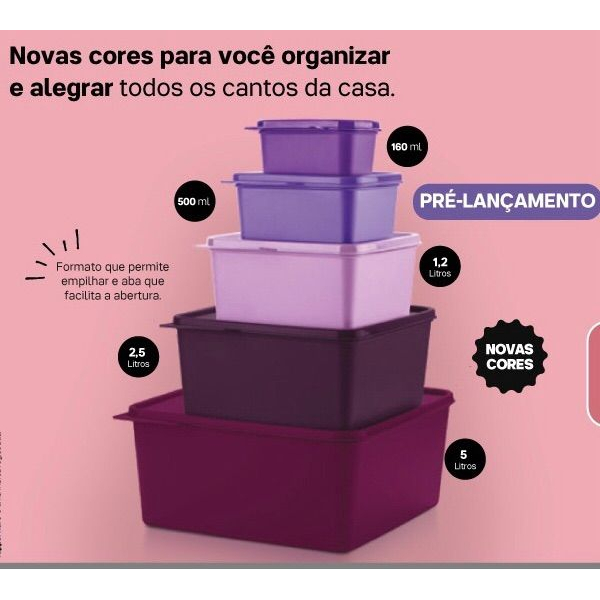 Kit 5 Potes Tupperware Basic Line Hermetico Empilhavel | Shopee Brasil