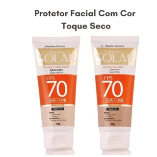 Protetor Solar Facial Efeito Base FPS 70 UVA + UVB + DMAE + Vit E Toque seco 40g - Abelha Rainha