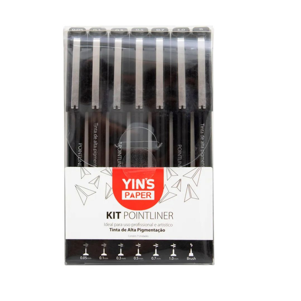 Caneta Técnica Desenho Artistica Preta Estojo C/ 7 Unidades