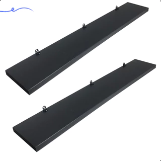 2 prateleiras 60x10 Com Suporte Mdf Preto Organização Para Cozinha Banheiro Quarto Dormitorio Sala Lavabo Area Gourmet Escritorio Casa Lavanderia Kit Jogo Parede Decorativa Tabua 60cm Madeira Invisível Flutuante 60 Cm x 10 Cm Preta