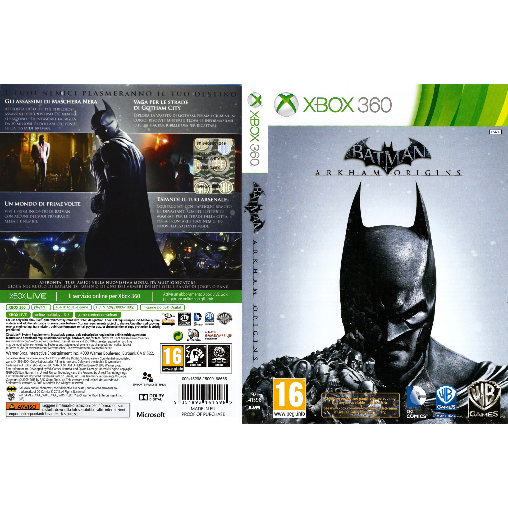 Batman Arkham Origins para Xbox 360 Lt