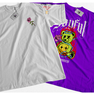 Camiseta Teddy Bear Sad Fite Etmotion Rosa Streetwear Casual Lançamento