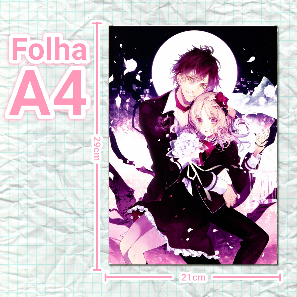 Poster Diabolik Lovers VN A4 Adesivo Material Escolar Caderno