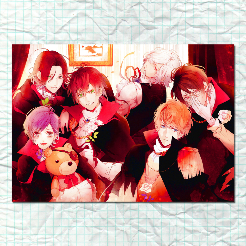 Poster Diabolik Lovers VN A4 Adesivo Material Escolar Caderno