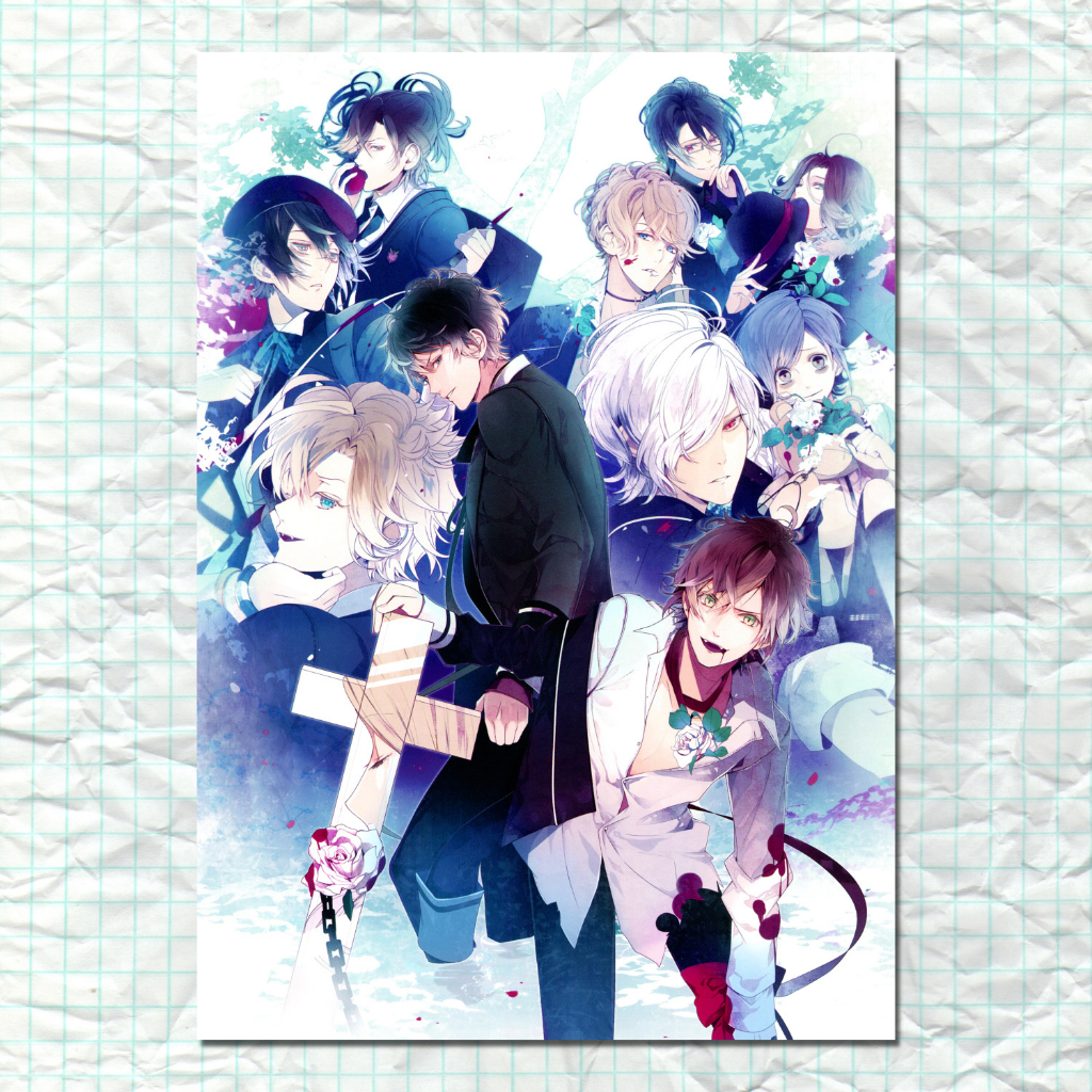 Poster Diabolik Lovers VN A4 Adesivo Material Escolar Caderno