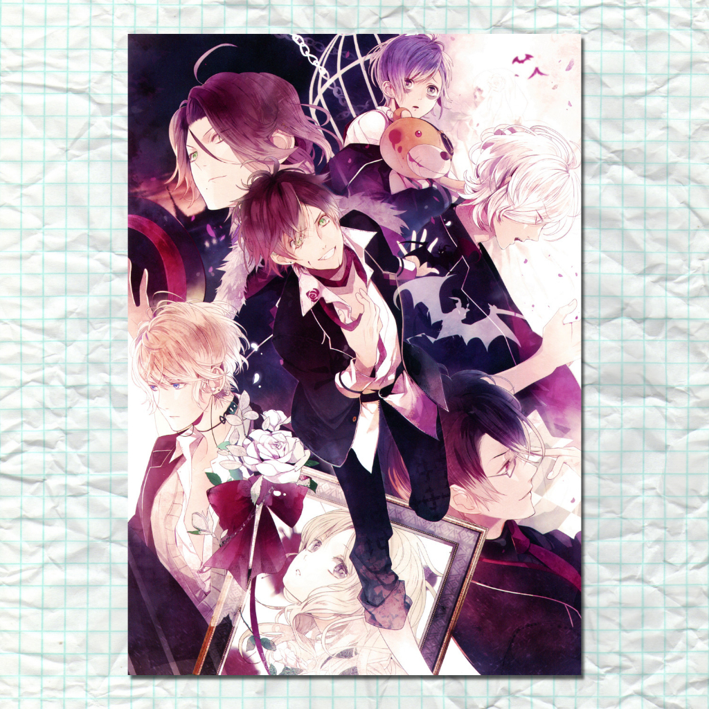 Poster Diabolik Lovers VN A4 Adesivo Material Escolar Caderno