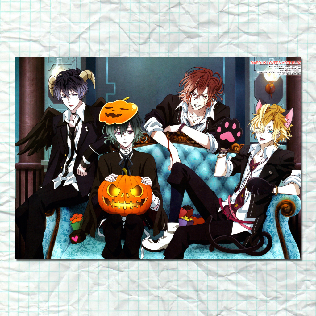 Poster Diabolik Lovers VN A4 Adesivo Material Escolar Caderno