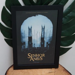 Quadro decorativo com moldura e vidro O Senhor dos Anéis As Duas Torres pôster filme geek