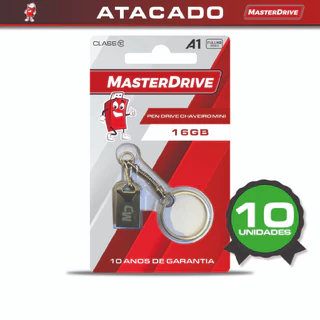 Kit 10 Mini Pendrive 16GB MasterDrive PREMIUM Original Chaveiro Nano Fit Flash