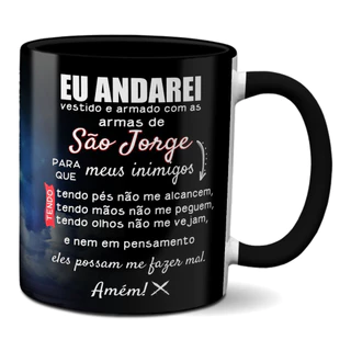 Caneca Oração Para São Jorge Devoto Presente Personalizado