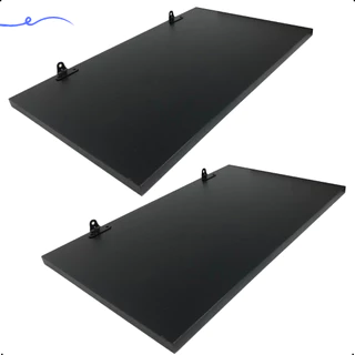 2 Prateleira 50x30 Com Suporte Mdf Preto Organização Para Cozinha Banheiro Quarto Dormitorio Sala Lavabo Area Gourmet Escritorio Casa Lavanderia Kit Jogo Parede Decorativa Tampo Tabua 50cm Madeira Flutuante 50 Cm x 30 Cm Preta