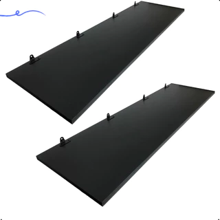 2 Prateleira 100x30 Com Suporte Mdf Preto Organização Para Cozinha Banheiro Quarto Dormitorio Sala Lavabo Area Gourmet Escritorio Casa Lavanderia Kit Jogo Parede Decorativa Tampo Tabua 100cm Madeira Flutuante 100 Cm x 30 Cm Preta