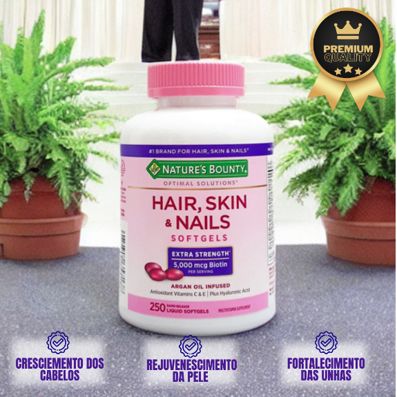 Multivitamínico Hair Skin & Nails 5000 mcg Vitamina Para Fortalecer ...