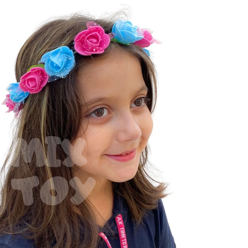 Tiara Coroa de Flor de Cabelo Adulto e Infantil Daminha Festa Batizado