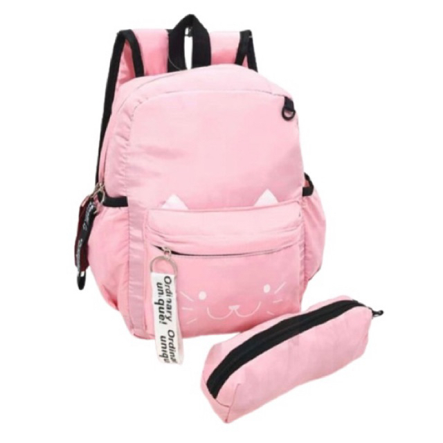 Mochila Infantil Lyllo Orelha de Gatinho Rosa 