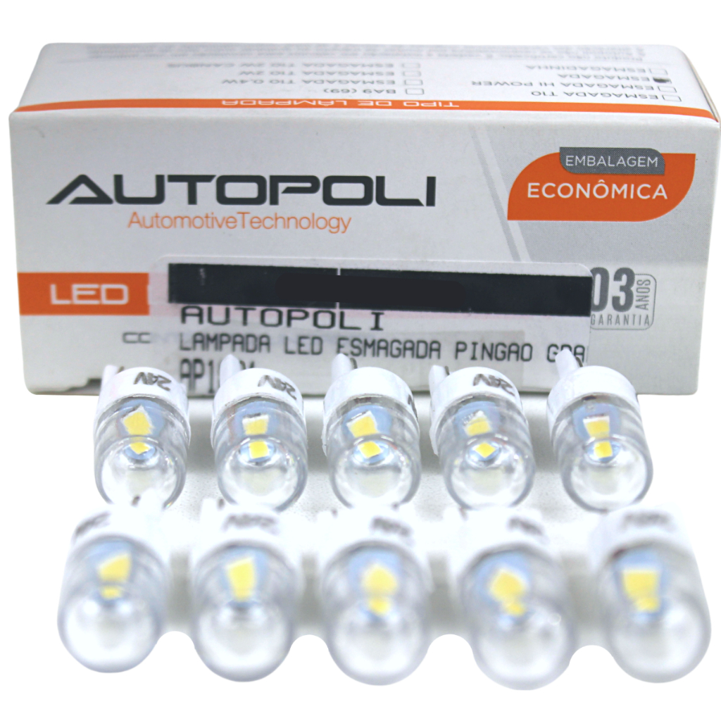 Lâmpada Led Esmagada Pingão Grande 24v 0,9 Watts 10 Unidades - Autopoli ...