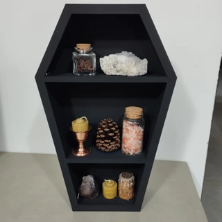 Prateleira caixão gótico bruxas nicho de mesa wicca porta cristais