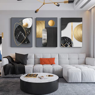 Quadro decorativo 3 peças 40x60 Nórdico de luxo ouro geométrico dourado moderno decoração para casa sala quarto hall interiores