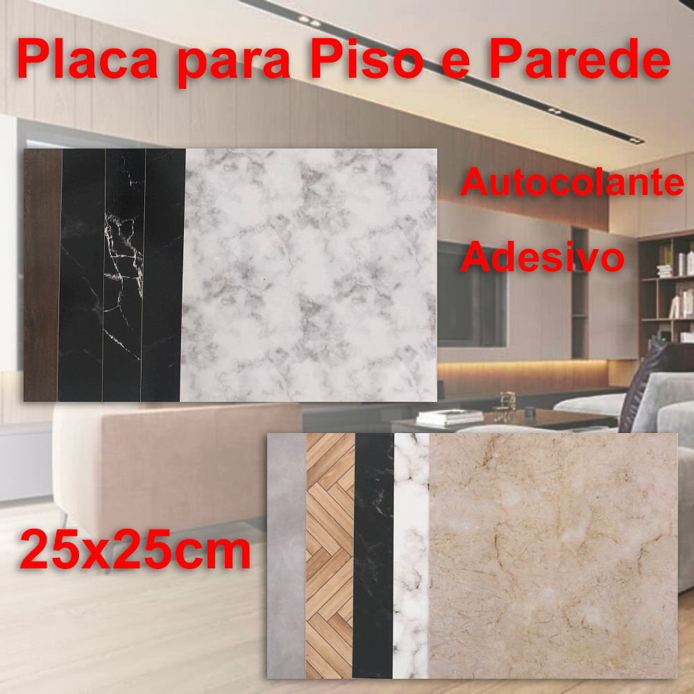 10 Painel Placas Para Piso e Parede Porcelanato Autocolante 25x25cm