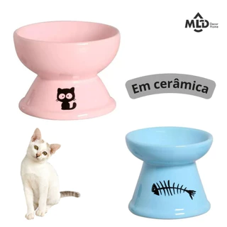 2 Comedouro Comedouro para Gatos em Cerâmica Luxo Bebedouro Elevado Cerâmica Higiênico Gatos Ergonômico Lindo Luxo bebedor gato PET ergonomico anti formiga prático Moderno