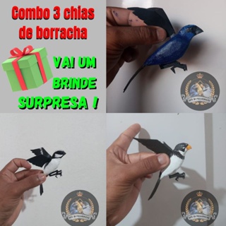 Combo 3 Chias de pássaros de borracha