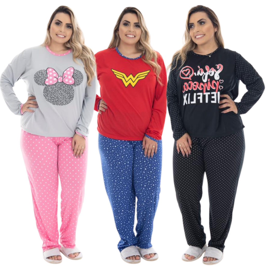 Pijama Feminino Plus Size / Pijama de Frio | Shopee Brasil