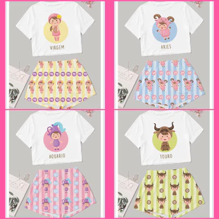 pijama tradicional signos babydoll roupa de dormir