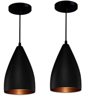 Lustres Sport Kit 2 Pendentes Vegas ( Preto Textura / Bronze )