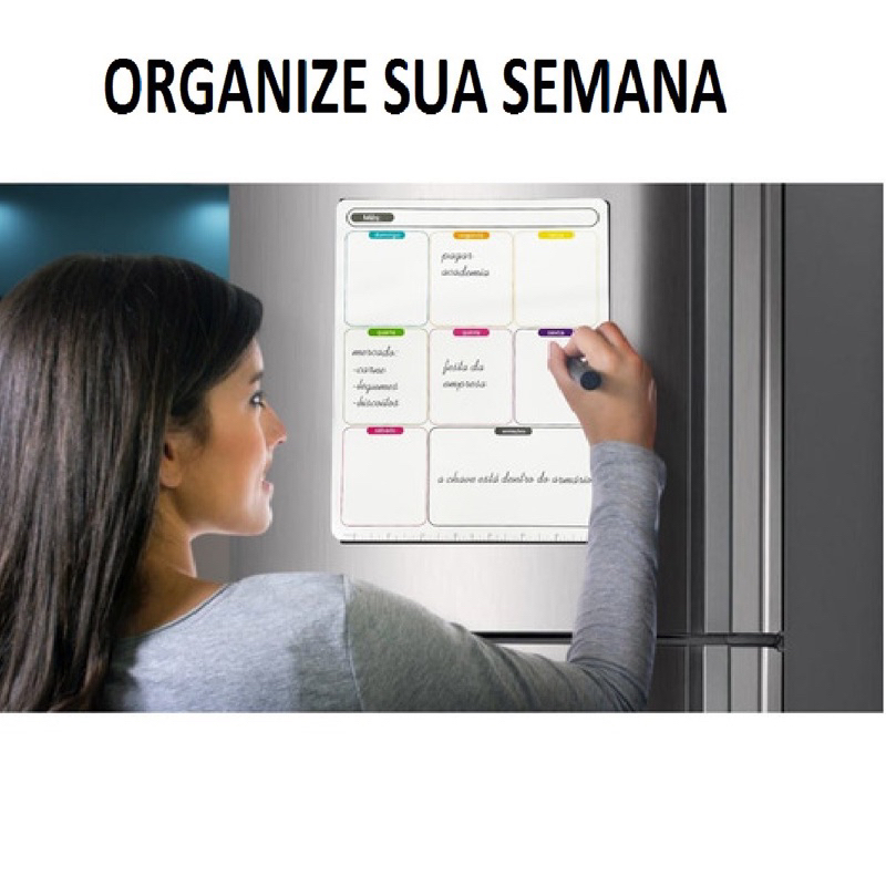 Magnético de Geladeira Imã planner organizador com caneta que escreve e ...