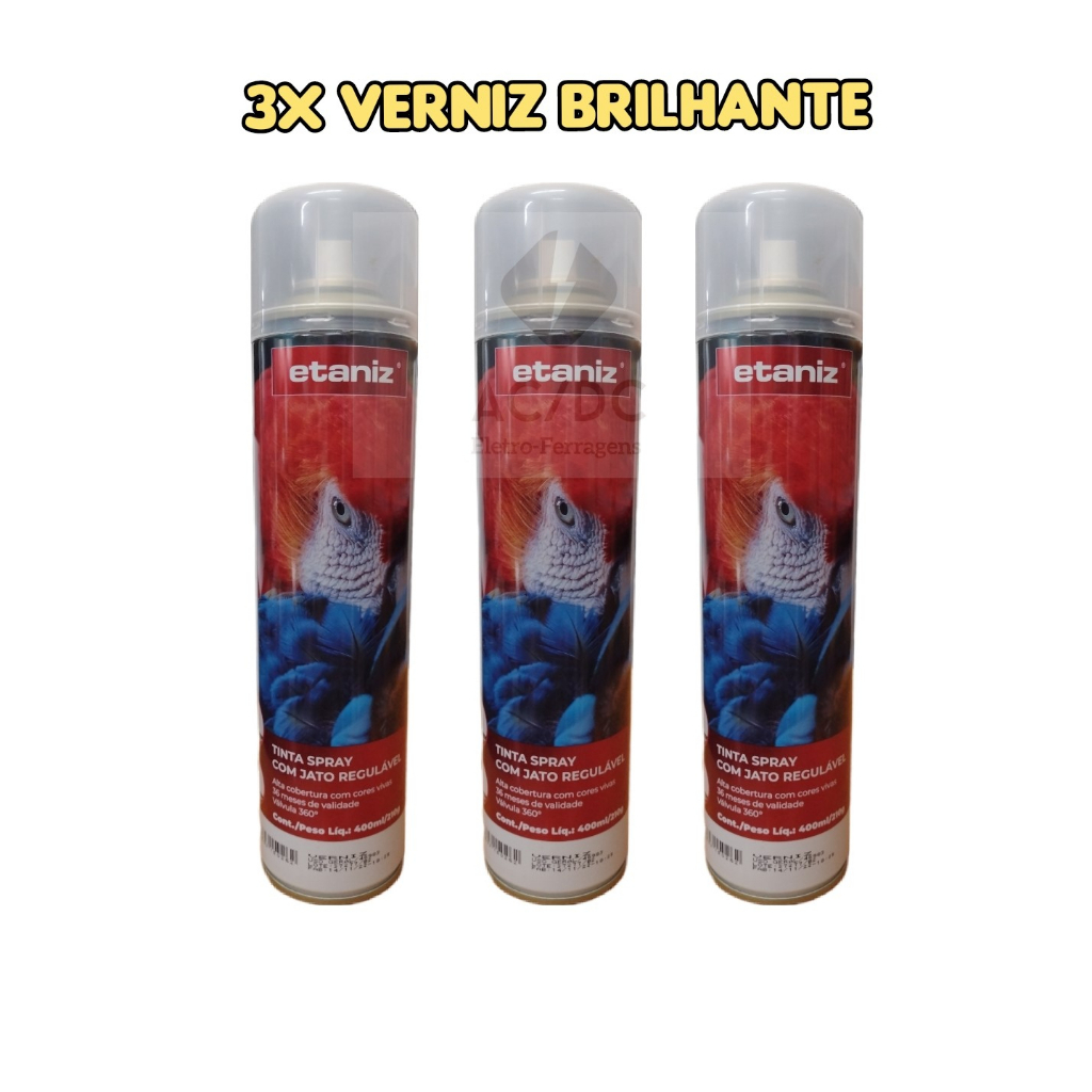 X Verniz Spray Brilhante Incolor Alto Brilho Uso Geral Artesanato Gesso Mdf Madeira Ml