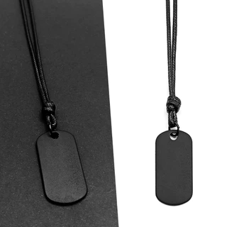 Colar Masculino Placa Exército Preto Ajustável Cordão Fino Longo