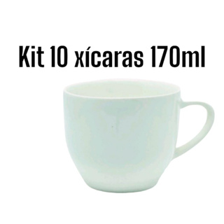 Kit Com 10 Xicaras Em Porcelana 170ml Para Chá Café