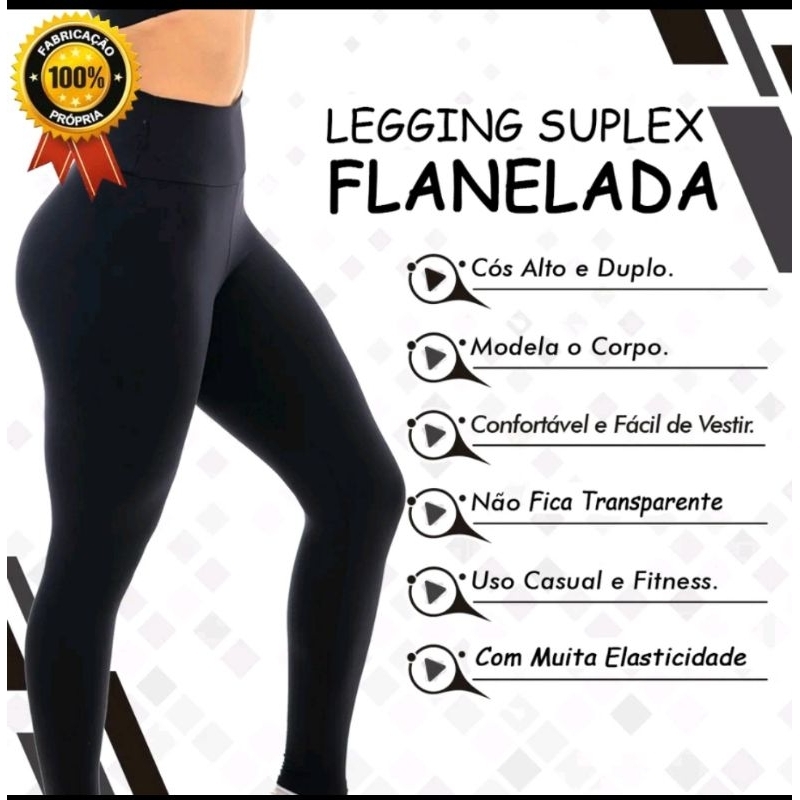 Legging Básica Flanelada Preta Calça