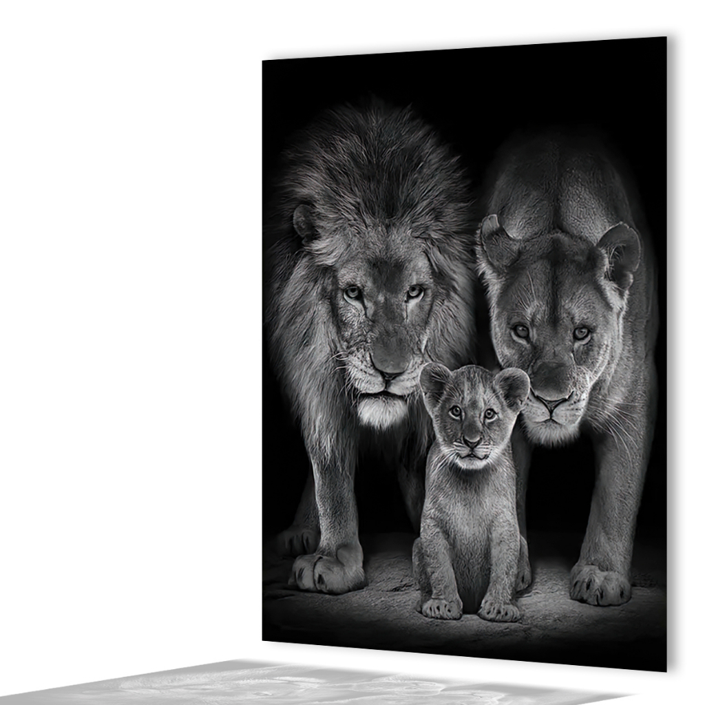 Quadro Decorativo Leão Família Filhote Animais Quarto Sala Promoção
