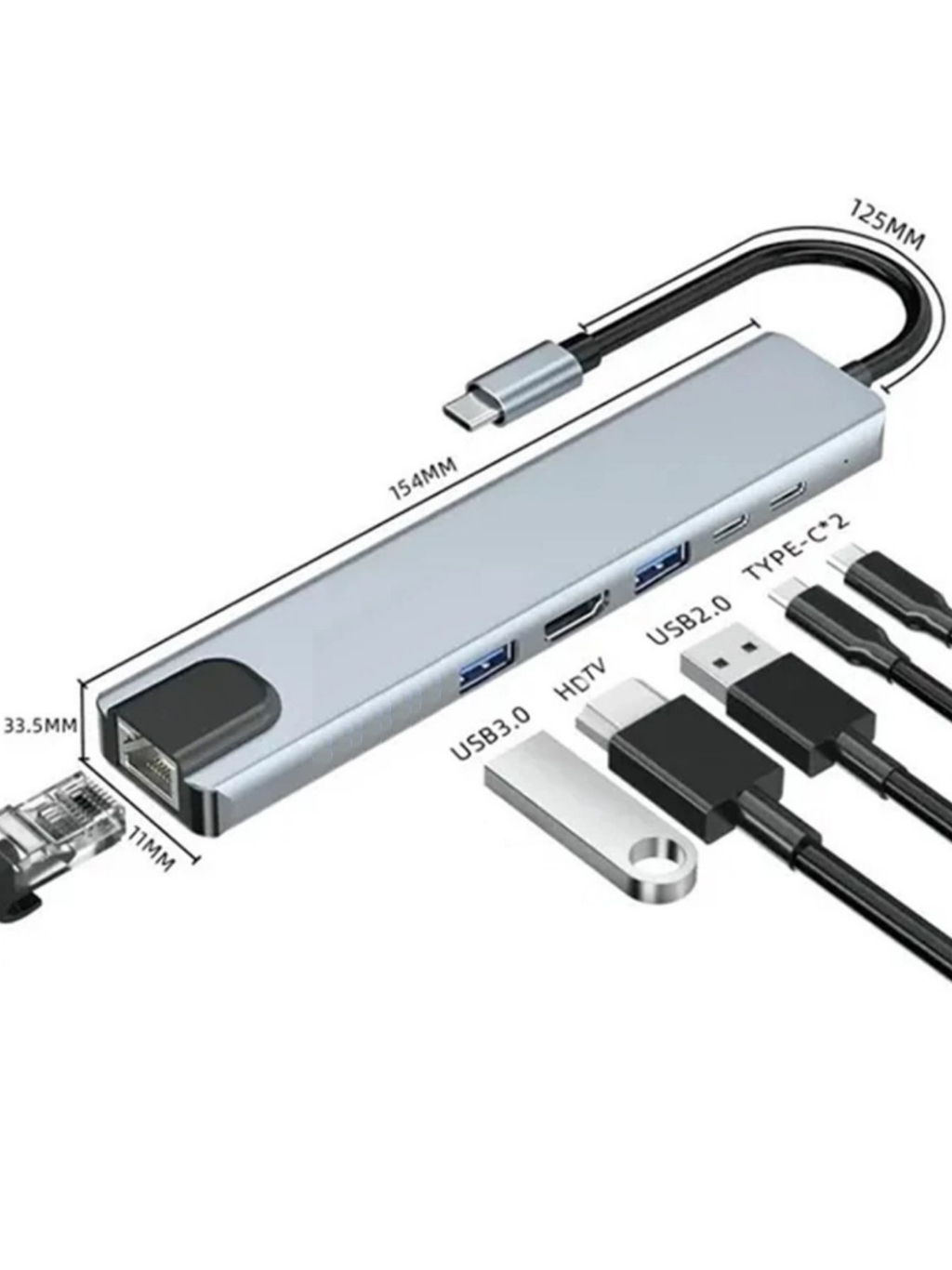 Hub Adaptador Tipo C 6 Em 1 Sd Rj45 para Notebook E Computador 2 Usb ...
