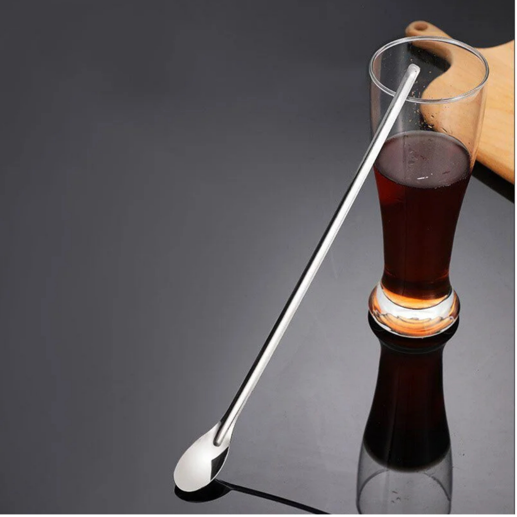 Colher Bailarina de Aço Inox de 30 cm Para Mexer Sucos Drinks Coqueteis e Bebidas em Geral