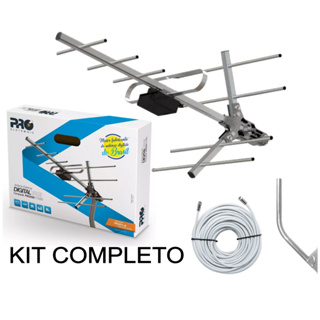 Antena Digital Externa 4K Yagi para TV - Alta Ganho 10 Dbi - Proeletronic PROHD-1110/02 - Kit Completo