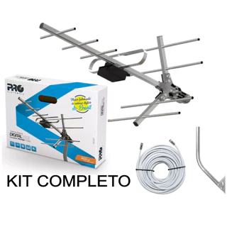 Antena Digital Externa 4K Yagi para TV - Alta Ganho 10 Dbi - Proeletronic PROHD-1110/02 - Kit Completo