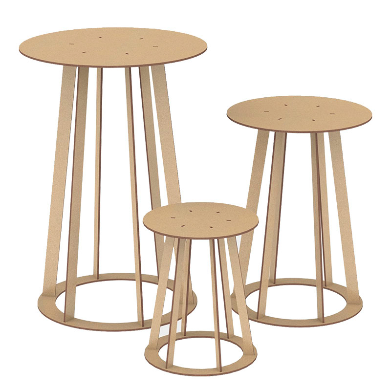 Trio Mesa Cilindro Ripado Decoração Festa Mini Table Promoção P-m-g